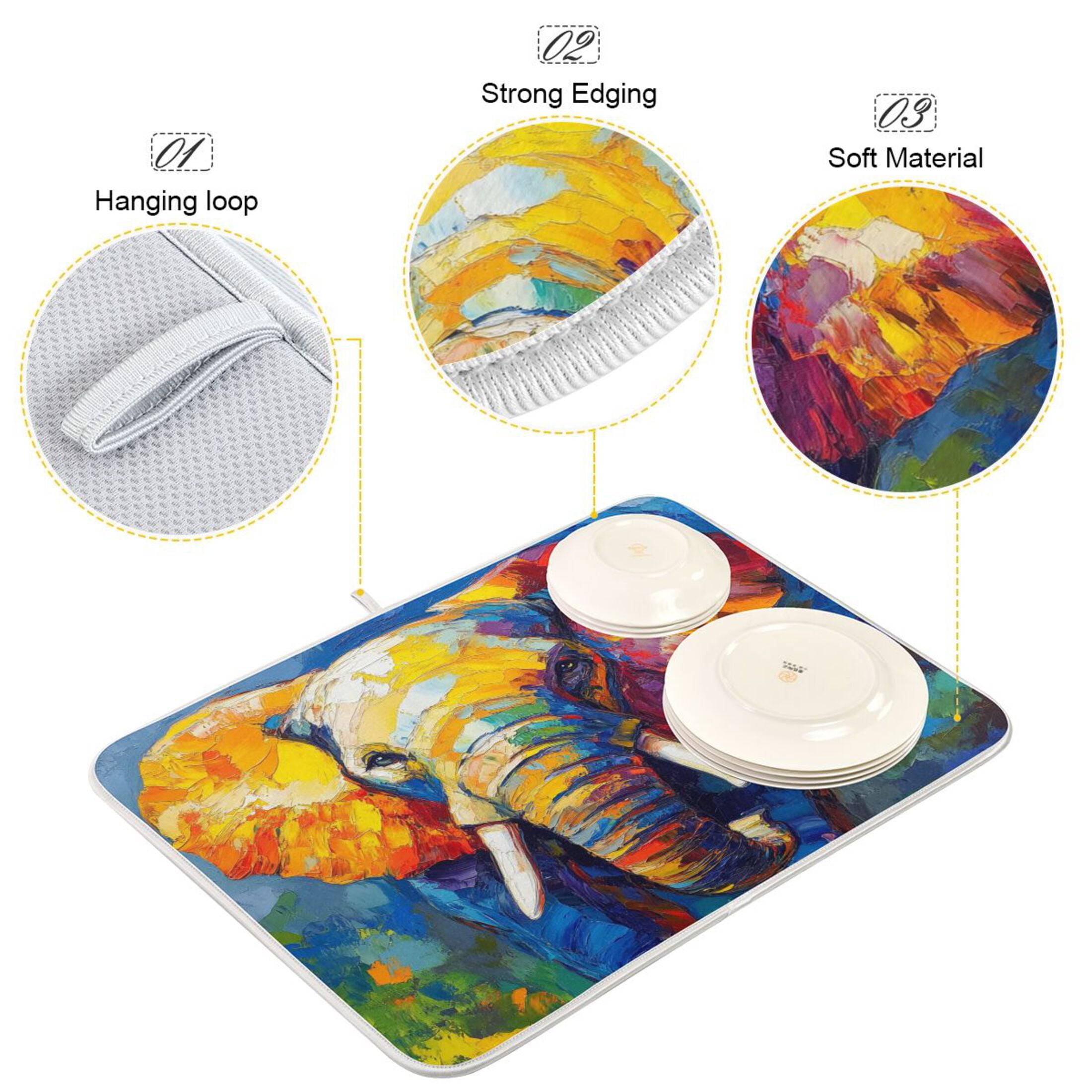 Drying Pad Pattern BZSMCE Dish Drying Mat Bright Essence Pattern Design Drying Mats ...