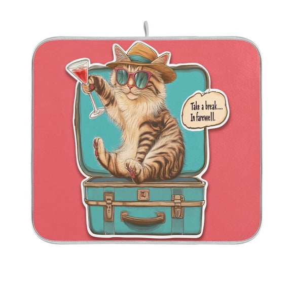 BZSMCE Dish Drying Mat Cat Site Box Design Drying Mats