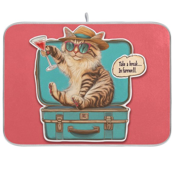 BZSMCE Dish Drying Mat Cat Site Box Design Drying Mats