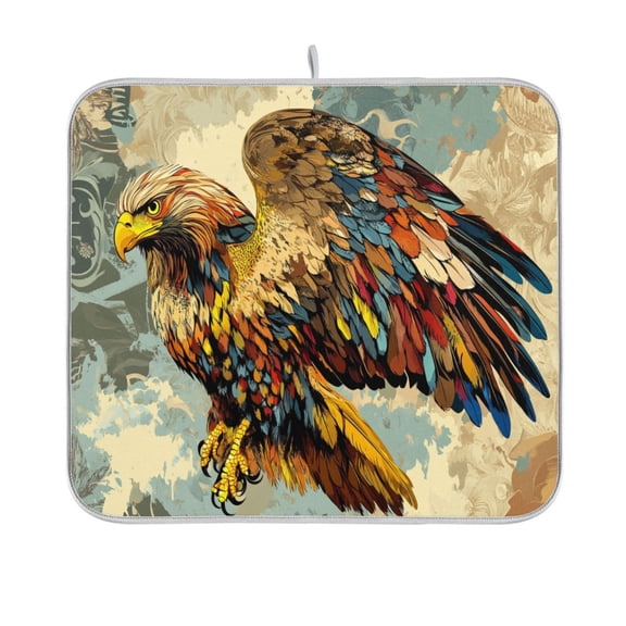 BZSMCE Dish Drying Mat Colorful Bird Print Design Drying Mats