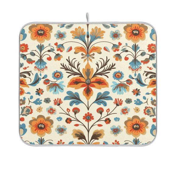 BZSMCE Dish Drying Mat Design Orange Flowers Art Print Design Drying Mats