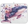 thumbnail image 1 of BZSMCE Dish Drying Mat Floral Whale Design Drying Mats, 1 of 8