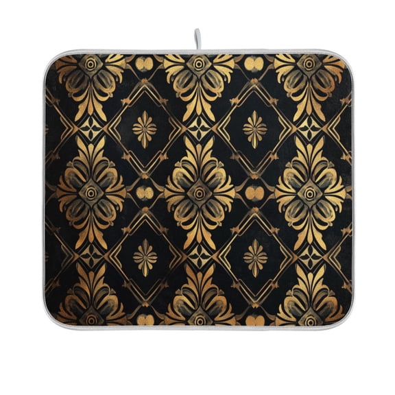 BZSMCE Dish Drying Mat Gold and Black Pattern Design Drying Mats