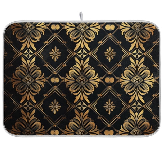 BZSMCE Dish Drying Mat Gold and Black Pattern Design Drying Mats