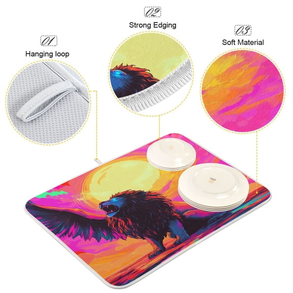 BZSMCE Dish Drying Mat Majestic Dreamer Pattern Design Drying Mats