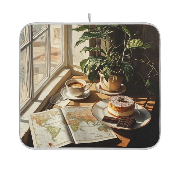 BZSMCE Dish Drying Mat Moring Suny Cake and Coffe Design Drying Mats