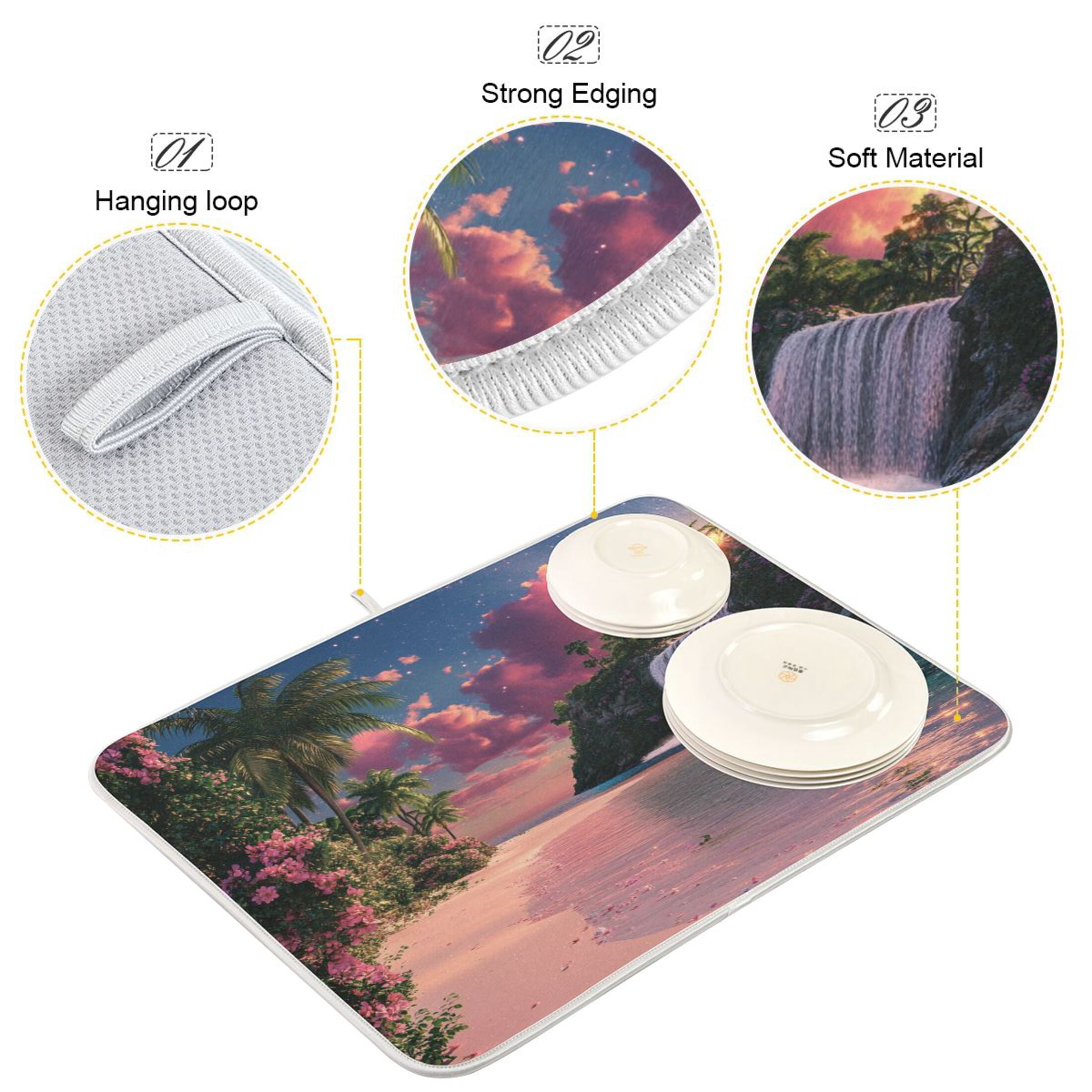 Drying Pad Pattern BZSMCE Dish Drying Mat Paradise Falls Pattern Design Drying Mats ...