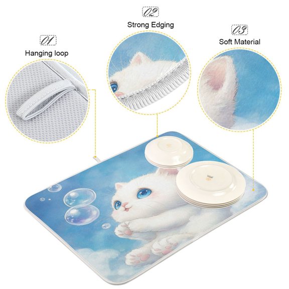 BZSMCE Dish Drying Mat Playful Dreamer Pattern Design Drying Mats
