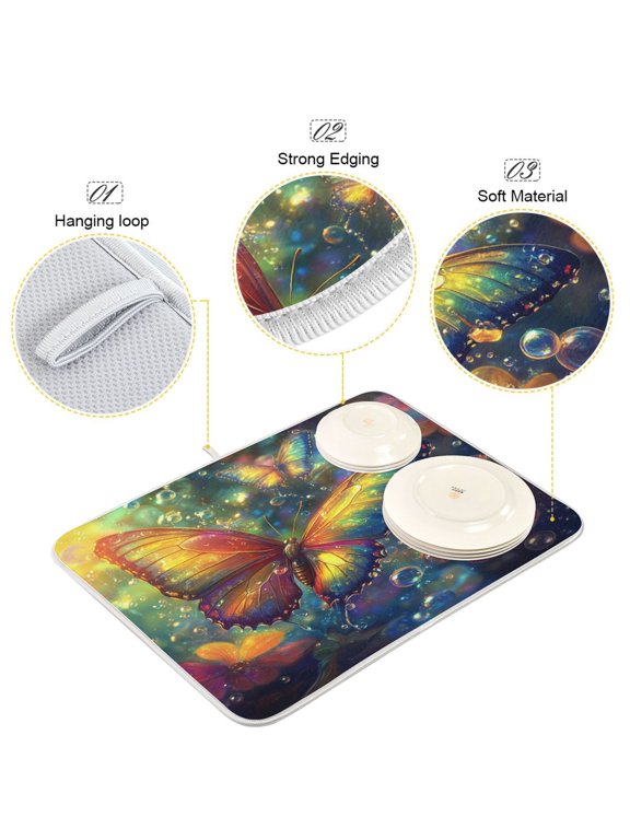 Dish Drying Mat Radiant Reflections Pattern Design Drying Mats