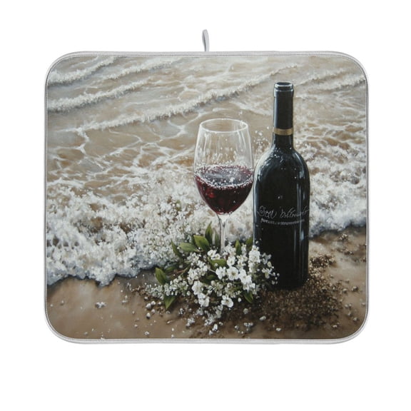 BZSMCE Dish Drying Mat Red Wine by The Sea Design Drying Mats