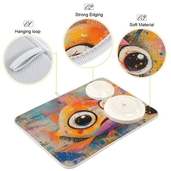 BZSMCE Dish Drying Mat Sad Gills Pattern Design Drying Mats