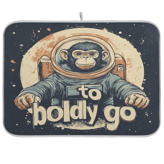 BZSMCE Dish Drying Mat Space Monkey Print Design Drying Mats