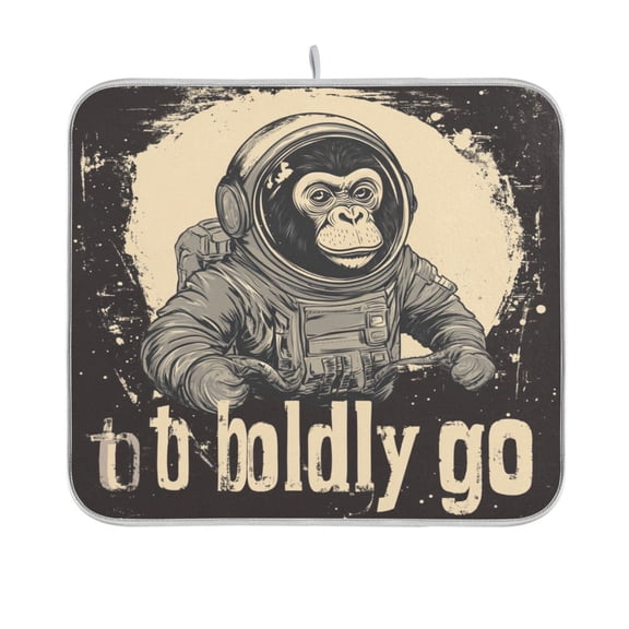 BZSMCE Dish Drying Mat Space Monkey Printing Design Drying Mats