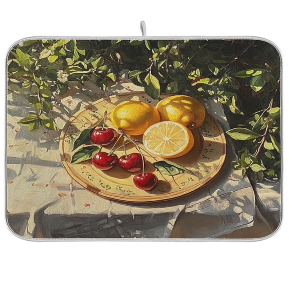 BZSMCE Dish Drying Mat Sun Lemon Painting Design Drying Mats