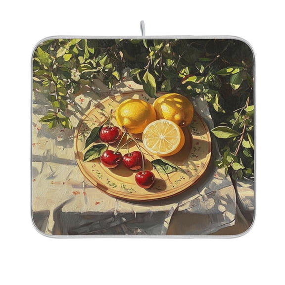 BZSMCE Dish Drying Mat Sun Lemon Painting Design Drying Mats
