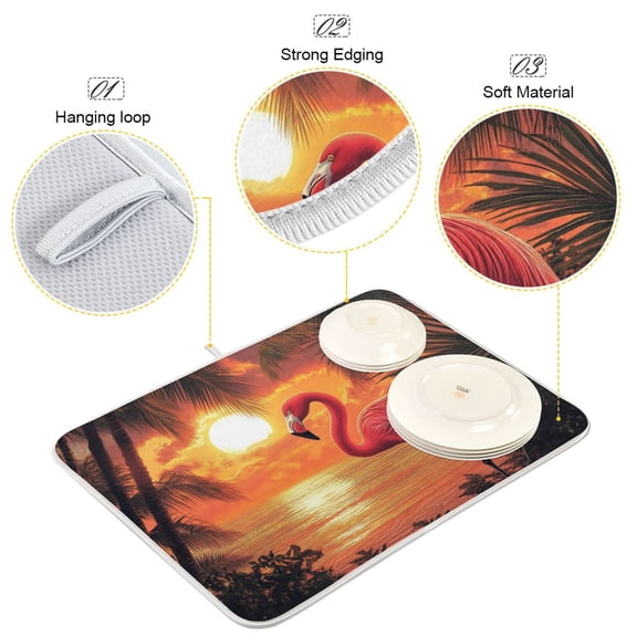 BZSMCE Dish Drying Mat Tropical Sunset Serenade Pattern Design Drying Mats