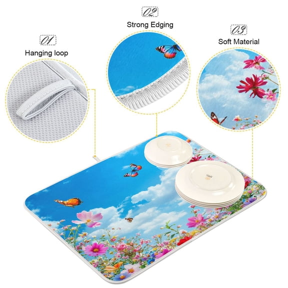 BZSMCE Dish Drying Mat Whispers Of Spring Pattern Design Drying Mats