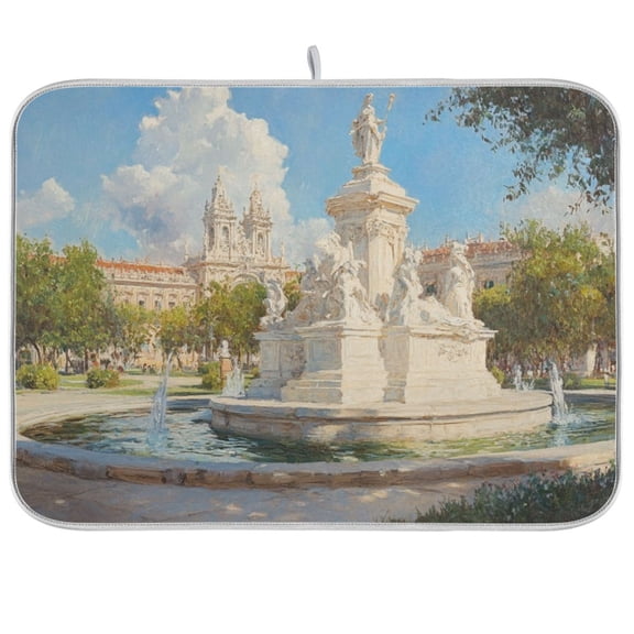 BZSMCE Dish Drying Mat White Marble Monument Design Drying Mats