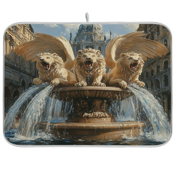 BZSMCE Dish Drying Mat Winged Lions Design Drying Mats