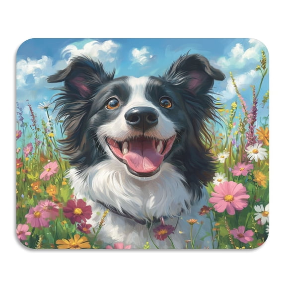 BZSMCE Dish Drying Mats Diatom Happy Dog Among Blooms Creativity Pattern Mud Drain Pad