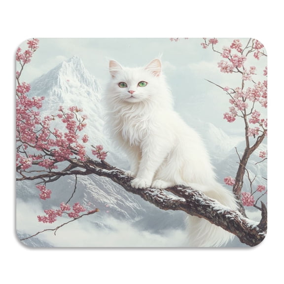 BZSMCE Dish Drying Mats Diatom White Cat on Cherry Blossom Tree Creativity Pattern Mud Drain Pad