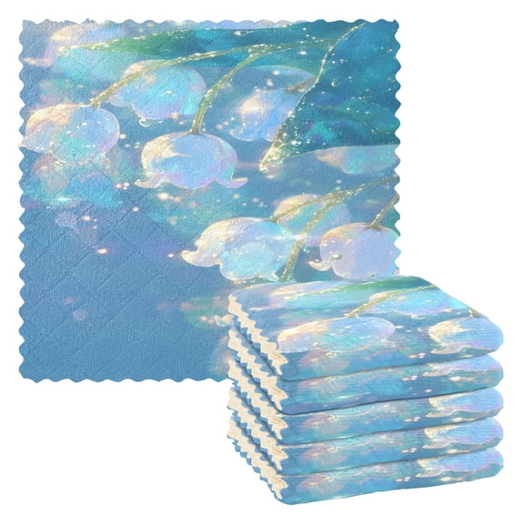 BZSMCE Dish Towels Reuseable Cleaning Cloths 6-pack In Aqua Glowing Pattern