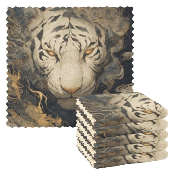 BZSMCE Dish Towels Reuseable Cleaning Cloths 6-pack In Aura Of The Tiger Pattern
