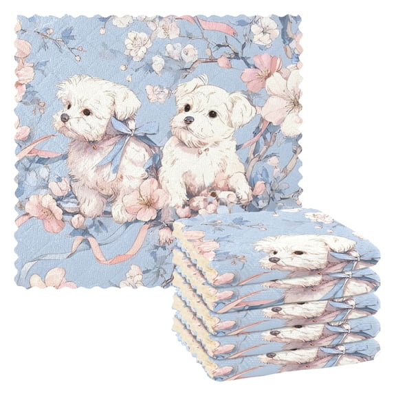 BZSMCE Dish Towels Reuseable Cleaning Cloths 6-pack In Cherry Blossom Pattern