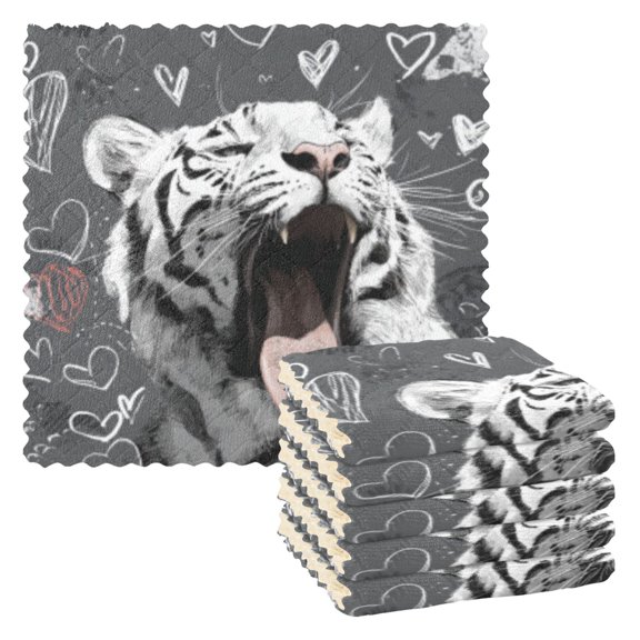 BZSMCE Dish Towels Reuseable Cleaning Cloths 6-pack In Cute Winter Silhouette Pattern