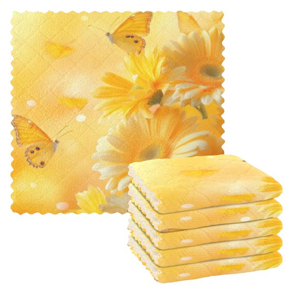 BZSMCE Dish Towels Reuseable Cleaning Cloths 6-pack In Dancing Butterflies Pattern