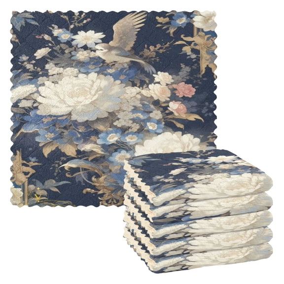 BZSMCE Dish Towels Reuseable Cleaning Cloths 6-pack In Floraframe Pattern