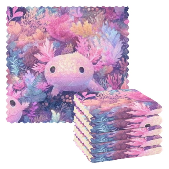 BZSMCE Dish Towels Reuseable Cleaning Cloths 6-pack In Rainbow Fish Colorful Reef Pattern