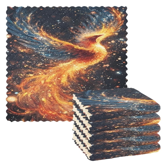 BZSMCE Dish Towels Reuseable Cleaning Cloths 6-pack In Stellar Phoenix Pattern