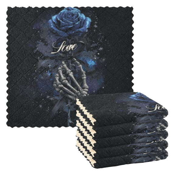 BZSMCE Dish Towels Reuseable Cleaning Cloths 6-pack In Void - Clad Love Pattern