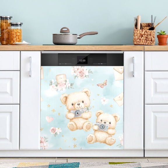 BZSMCE Dishwasher Magnet Cover Magnetic Sticker Creatively Camera-ready Cubs Printed 23"x26"