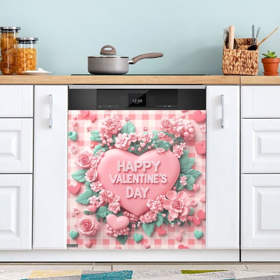 BZSMCE Dishwasher Magnet Cover Magnetic Sticker Creatively Charming Valentine’s Garden Printed 23"x26"