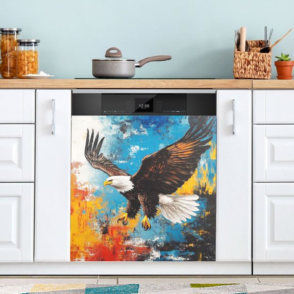BZSMCE Dishwasher Magnet Cover Magnetic Sticker Creatively Eagles in Flight Printed 23"x26"