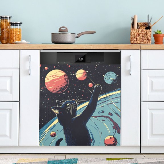 BZSMCE Dishwasher Magnet Cover Magnetic Sticker Creatively Galactic Explorer Printed 23"x26"