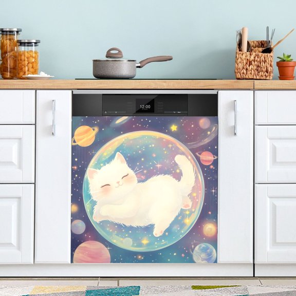 BZSMCE Dishwasher Magnet Cover Magnetic Sticker Creatively Galactic Slumber Printed 23"x26"