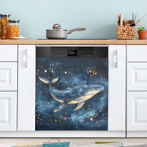 BZSMCE Dishwasher Magnet Cover Magnetic Sticker Creatively Galactic Swim Printed 23"x26"