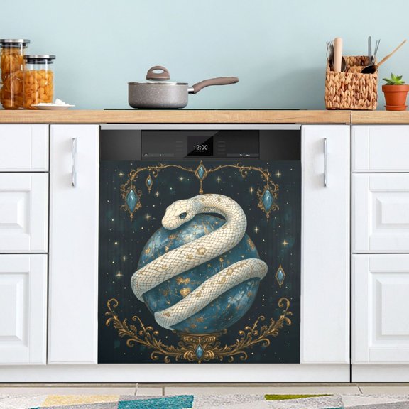 BZSMCE Dishwasher Magnet Cover Magnetic Sticker Creatively Serpent Of The Cosmos Printed 23"x26"