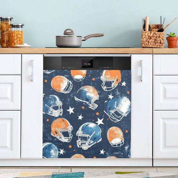 BZSMCE Dishwasher Magnet Cover Magnetic Sticker Creatively Starry Helmet Showdown Printed 23"x26"