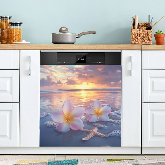 BZSMCE Dishwasher Magnet Cover Magnetic Sticker Creatively Tropical Serenity Printed 23"x26"