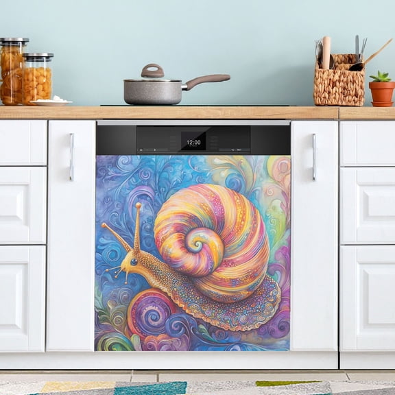 BZSMCE Dishwasher Magnet Cover Magnetic Sticker Creatively Whimsical Snail Printed 23"x26"