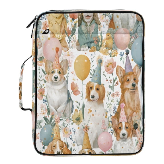 BZSMCE Dog Birthday Hat Balloons Pattern Pattern Water-Resistant Filing Folder Binder Organizer Keeper 1.2 Inch 3-Ring 7-Pocket Expanding File