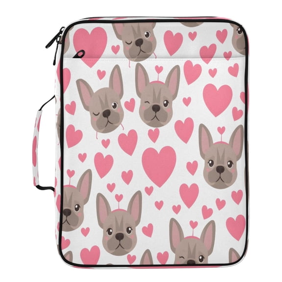 BZSMCE Dog Heart White Background Pattern Water-Resistant Filing Folder Binder Organizer Keeper 1.2 Inch 3-Ring 7-Pocket Expanding File