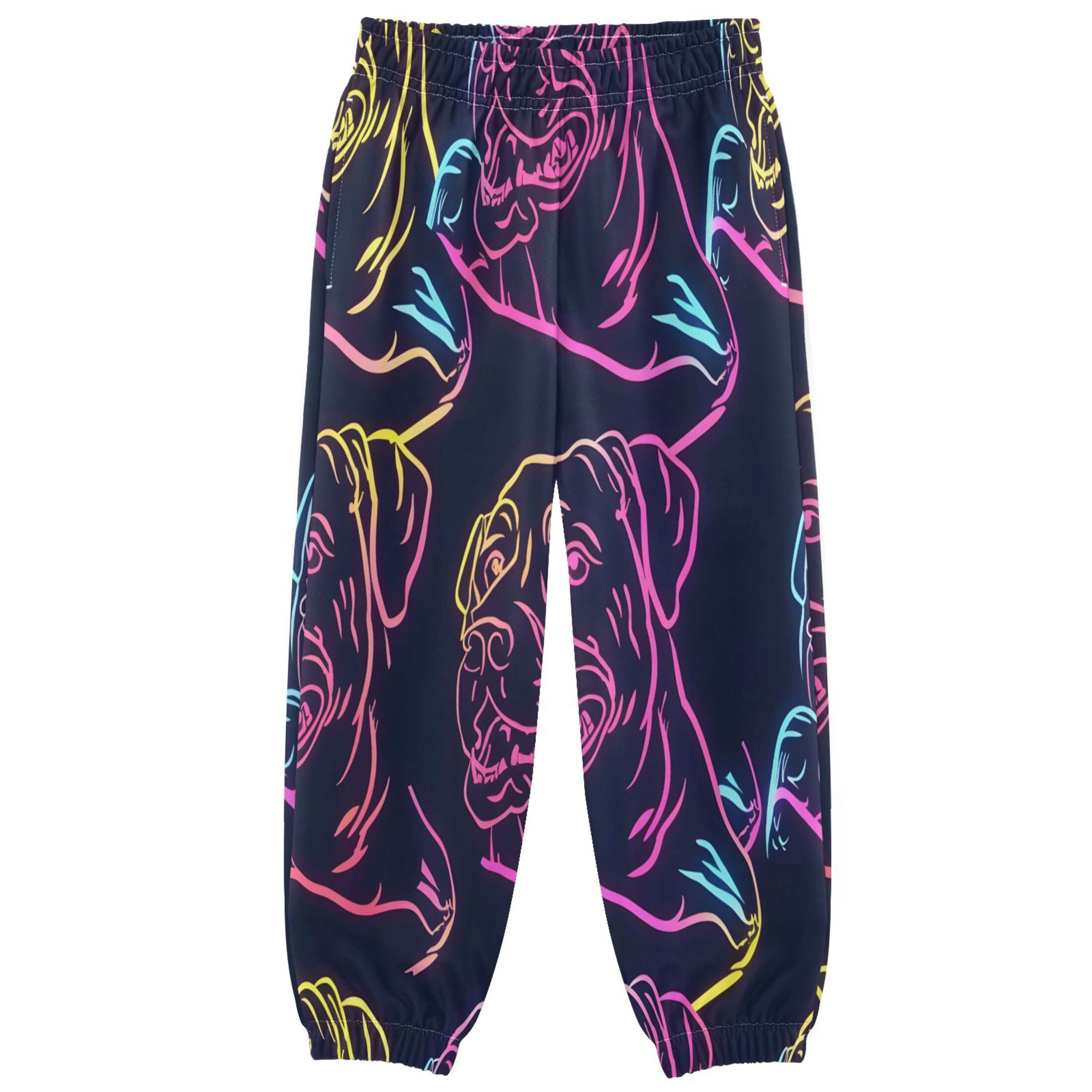 BZSMCE Dog Neon Pattern Print Elastic Waist Jogger Pants Lightweight ...