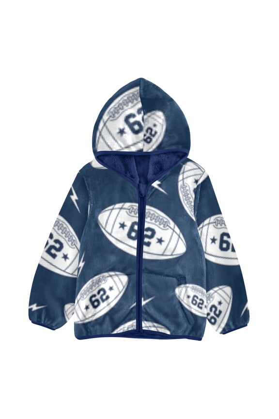 BZSMCE Double-Sided Sherpa Fleece Hooded Zipper Jacket Blitz Rugby Pattern Batik Dye Method Print Warm Outerwear