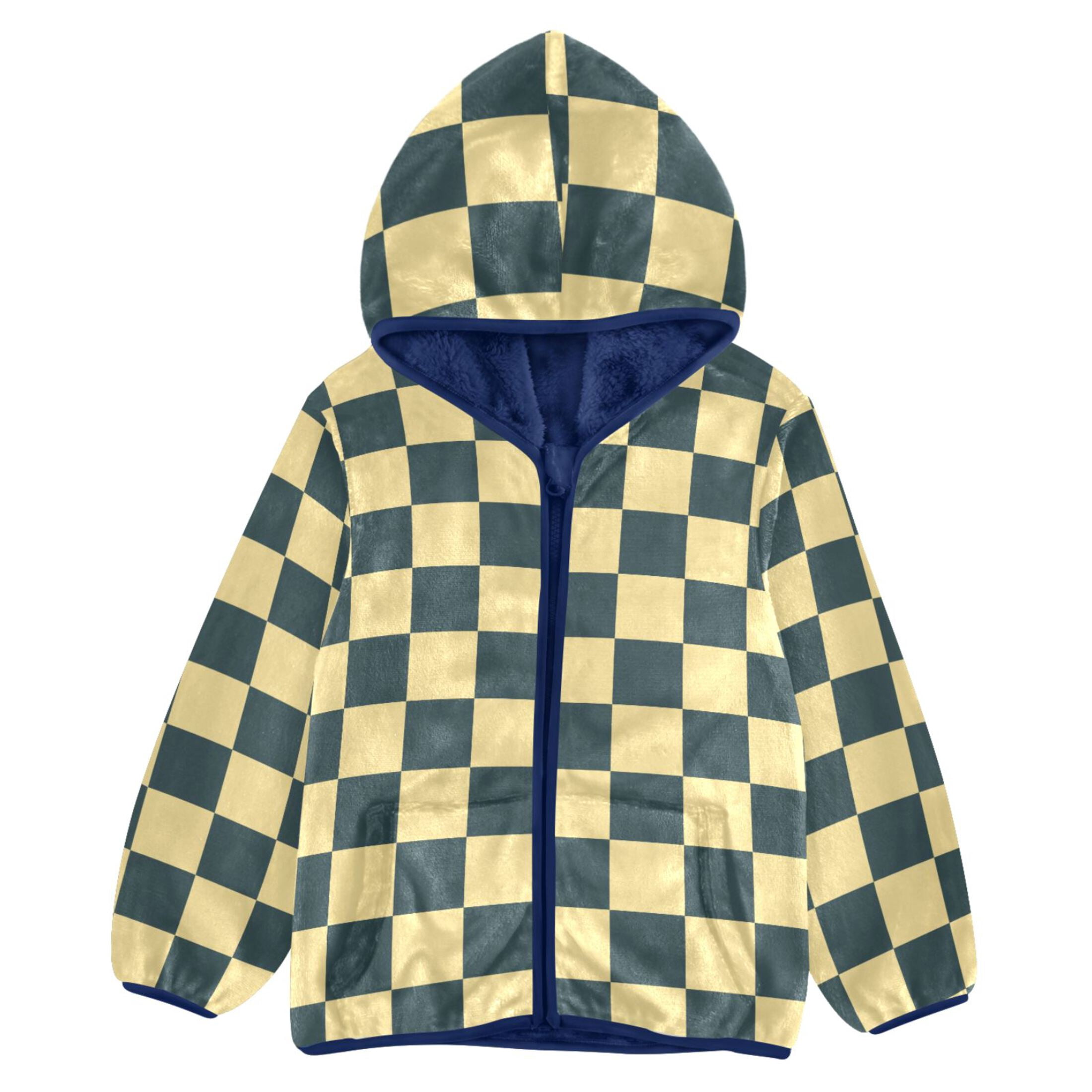 BZSMCE Double-Sided Sherpa Fleece Hooded Zipper Jacket Dark Green Light ...