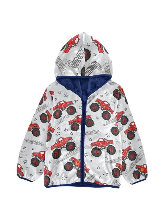 BZSMCE Double-Sided Sherpa Fleece Hooded Zipper Jacket Digital Jeep Pattern Pattern Batik Dye Method Print Warm Outerwear